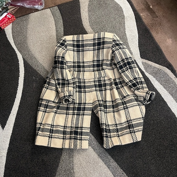 Ann Taylor LOFT Camel Black Plaid Wool Blend Coat Size 2 - Picture 6 of 6
